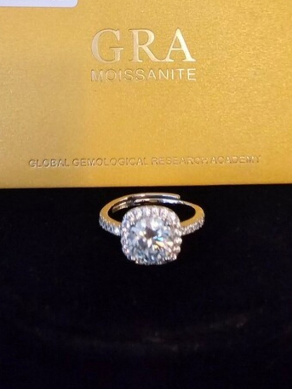 Moissanite 2 Carat Halo Adjustable  Ring GRA Certified - Picture 10 of 10